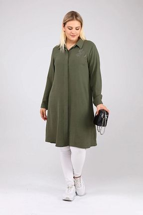 تونیک سایز بزرگ خاکی زنانه بافتنی Ferace - کد 669795607
