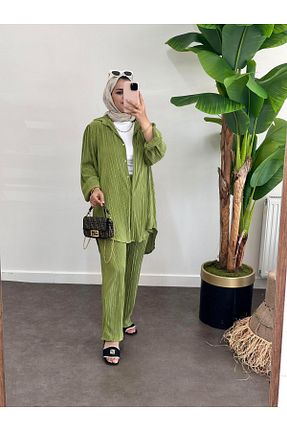 ست بالاتنه و پائین تنه حجاب سبز زنانه رگولار ASEL FASHİON - کد 842555589