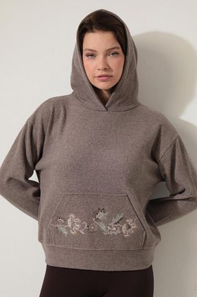 سوئیشرت قهوه ای زنانه طرح دار AMİDA - کد 852228472