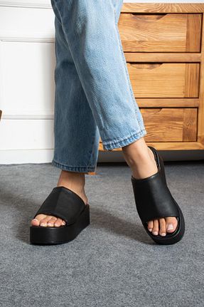 دمپائی مشکی زنانه چرم مصنوعی ShoeTek - کد 823538734