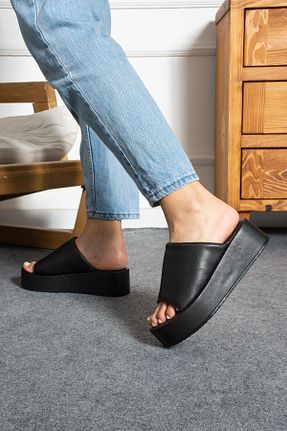 دمپائی مشکی زنانه چرم مصنوعی ShoeTek - کد 823538734