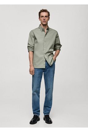پیراهن خاکی مردانه رگولار MANGO Man - کد 856526788