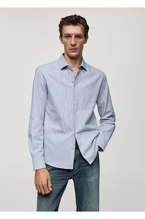 پیراهن آبی مردانه اسلیم MANGO Man - کد 862820154