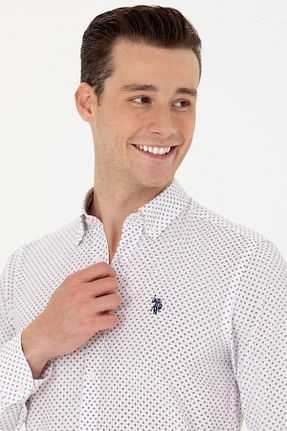 پیراهن سفید مردانه یقه پیراهنی U.S. Polo Assn. - کد 834786371