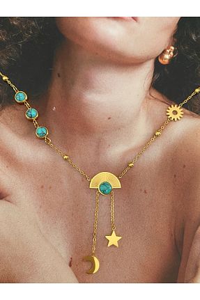 گردنبند استیل ( فولاد ) طلائی زنانه استیل ضد زنگ Pinery Jewels - کد 862922880