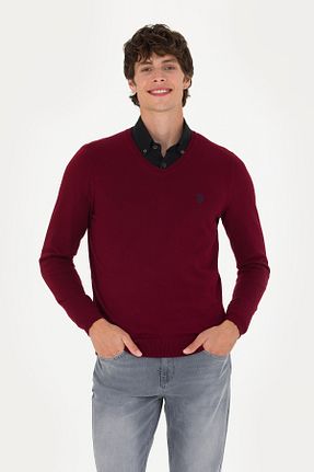 پلیور زرشکی مردانه ساده U.S. Polo Assn. - کد 834786680