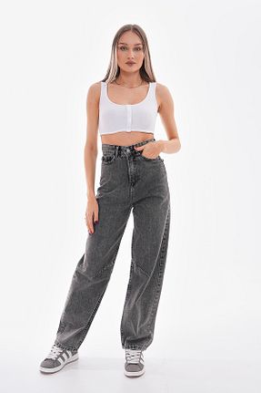 شلوار جین طوسی زنانه پاچه گشاد Modayıldızlar - کد 862983932