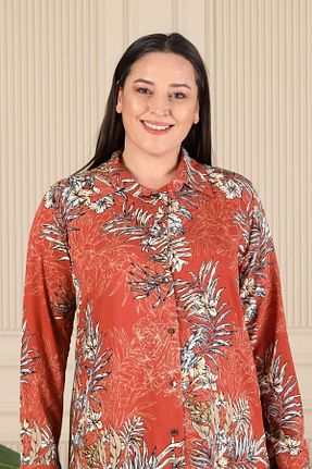 تونیک سایز بزرگ قهوه ای زنانه بافتنی Ferace - کد 797127092