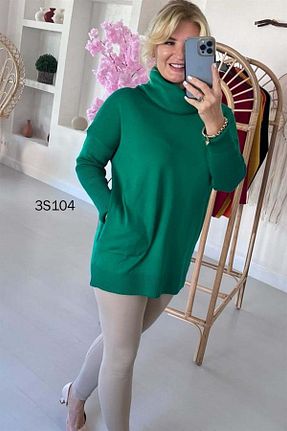 پلیور سبز زنانه ساده İnce Topuk - کد 848643953