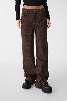 شلوار جین قهوه ای زنانه رگولار Stradivarius - کد 863048973