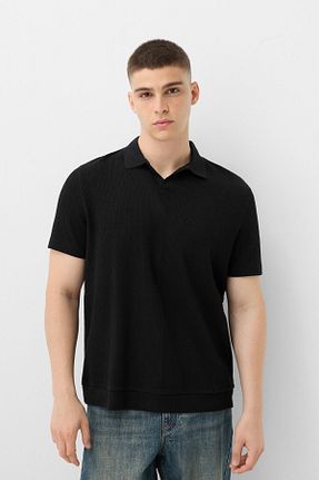 پولوشرت مشکی مردانه پنبه ای Bershka - کد 863059045