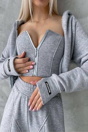 سوئیشرت طوسی زنانه ساده Fashiontayt - کد 863040135