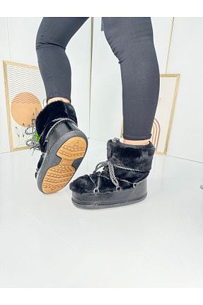 بوت برفی مشکی زنانه پارچه ای İmerShoes - کد 849213378