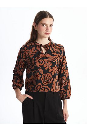 بلوز قهوه ای زنانه طرح دار LC Waikiki - کد 863043189