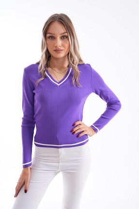 پلیور بنفش زنانه Fitted Şimal - کد 863051150