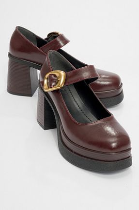 کفش پاشنه بلند کلاسیک زرشکی زنانه چرم مصنوعی luvishoes - کد 863084595
