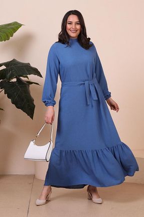 لباس سایز بزرگ سرمه ای زنانه کتان Ferace - کد 665651173
