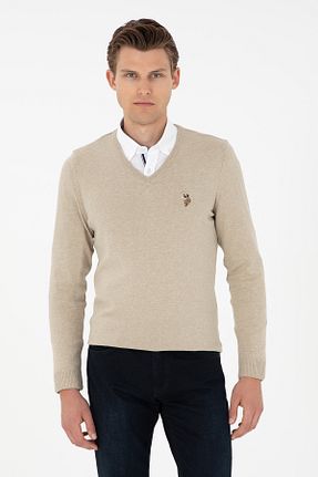 پلیور خاکی مردانه ساده U.S. Polo Assn. - کد 863090117