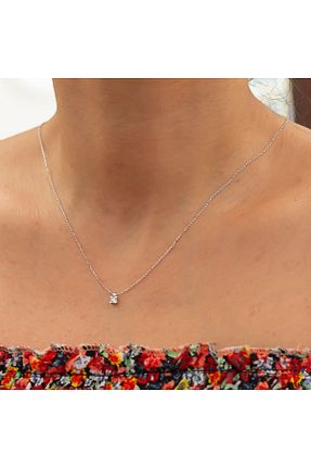 گردنبند طلا سفید زنانه 14 عیار moda kuyumcu - کد 863104233