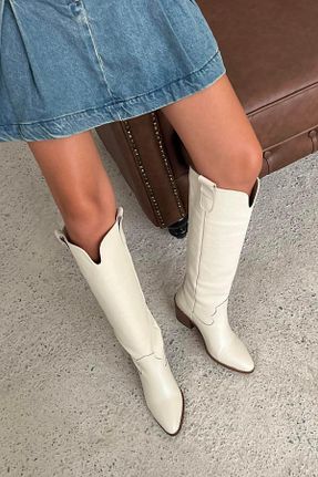 چکمه بژ زنانه چرم خالص Stilbagshoes - کد 863087462