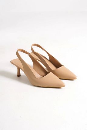 کفش پاشنه بلند کلاسیک بژ زنانه پارچه EFW - کد 863115718