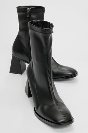 بوت / نیم بوت مشکی زنانه چرم مصنوعی luvishoes - کد 863122512