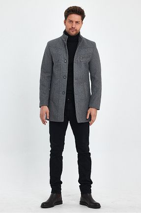 پالتو پشمی طوسی مردانه Mono Kapama TREND KOMBİN - کد 805393525