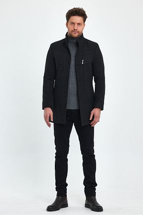 پالتو پشمی طوسی مردانه Mono Kapama TREND KOMBİN - کد 805370301