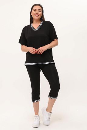 ست گرمکن سایز بزرگ مشکی زنانه مخلوط ویسکون Ebsumu - کد 834449008