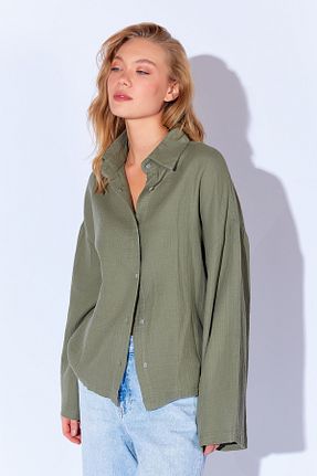 پیراهن خاکی زنانه اورسایز Manche - کد 856389151