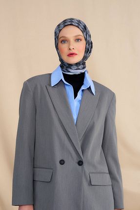 روسری طوسی پنبه پلی استر Modakaşmir - کد 863126531