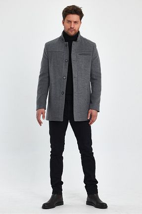پالتو پشمی طوسی مردانه اسلیم فیت TREND KOMBİN - کد 805387739