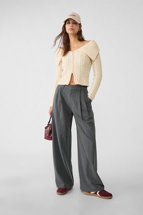 شلوار طوسی زنانه پلی استر Stradivarius - کد 863126510