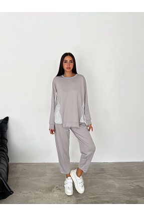 ست بالاتنه و پائین تنه طوسی زنانه تریکو badibadii - کد 851690102