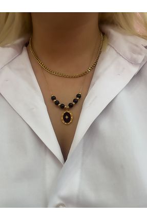 گردنبند استیل ( فولاد ) طلائی زنانه استیل ضد زنگ Hicrans Takı - کد 863144322