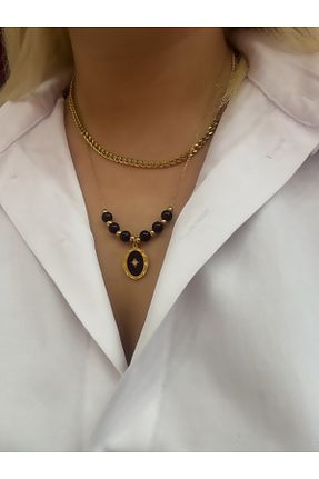 گردنبند استیل ( فولاد ) طلائی زنانه استیل ضد زنگ Hicrans Takı - کد 863144322