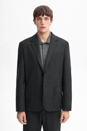 کت بلیزر طوسی مردانه پشم Massimo Dutti - کد 860652460