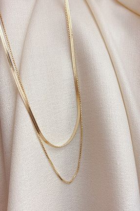 گردنبند استیل ( فولاد ) طلائی زنانه استیل (فولاد) Feride - کد 863165791