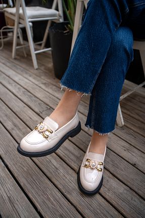 کفش لوفر بژ زنانه چرم مصنوعی LAMİNTA - کد 863152761