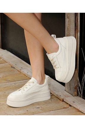 کفش اسنیکر بژ زنانه بند دار Yazın Ayakkabıları - کد 869300664
