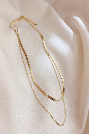 گردنبند استیل ( فولاد ) طلائی زنانه استیل (فولاد) Feride - کد 863165791