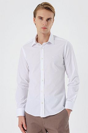 پیراهن سفید مردانه اسلیم فیت İmza - کد 863182281