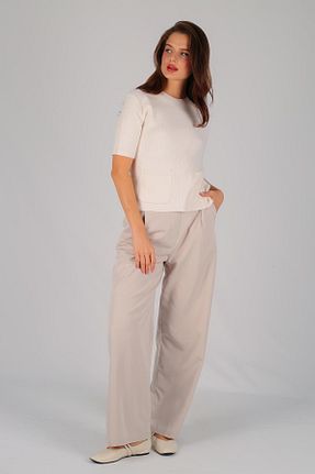 شلوار بژ زنانه پارچه FACETTE - کد 863207746