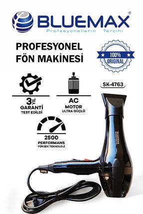 سشوار مشکی 2 Kademeli Bluemax - کد 863307886