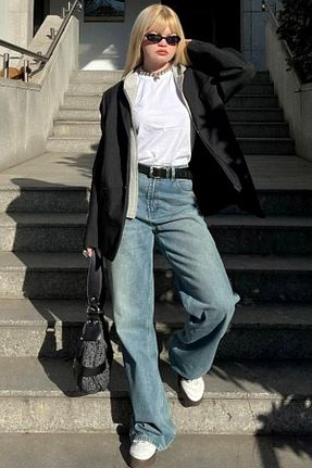 شلوار جین آبی زنانه پاچه پهن CoolLook - کد 863216679