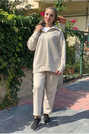 ست گرمکن حجاب بژ زنانه رگولار Moda Rosa - کد 863313203