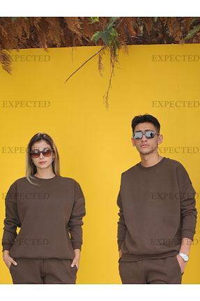 سوئیشرت قهوه ای زنانه ساده EXPECTED - کد 769414837