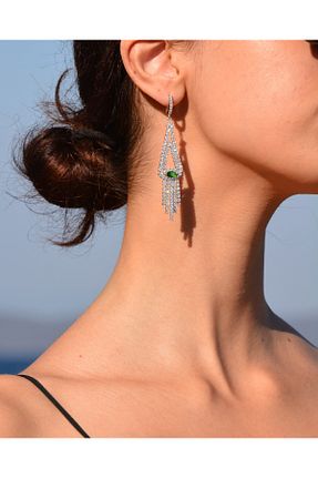 گوشواره نقره سبز زنانه 925 عیار KESKİN GÜMÜŞ - کد 798435197