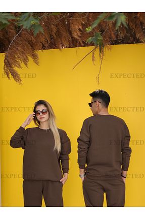 سوئیشرت قهوه ای زنانه ساده EXPECTED - کد 769414837