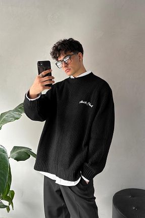 پلیور مشکی مردانه اورسایز Flaw Wear - کد 863331680